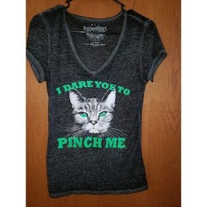 Womens Rocker Girl Large Short Sleeve Graphic Tee Cat Pinch Me